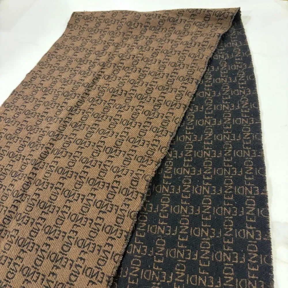 Fendi Zucca Monogram Vintage Wool Scarf -  Reversible Dark Brown and Black